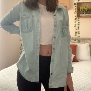 Light wash button down top